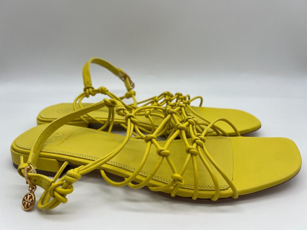 Tory Burch Barley There Knotted Flat Calendula Leather Sandals Size 10.5 NEW